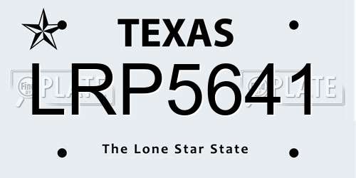 LRP5641 Texas License Plate