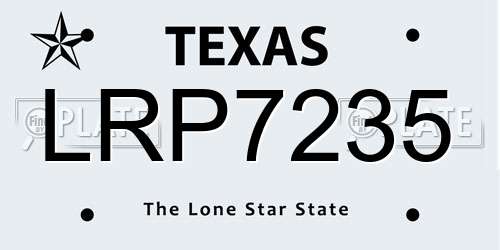 LRP7235 Texas License Plate