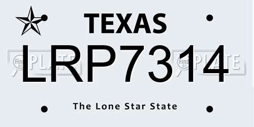 LRP7314 Texas License Plate
