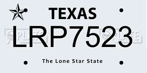 LRP7523 Texas License Plate