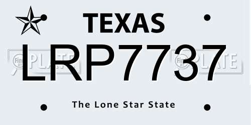 LRP7737 Texas License Plate