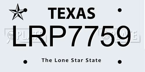LRP7759 Texas License Plate