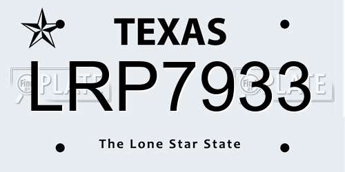 LRP7933 Texas License Plate