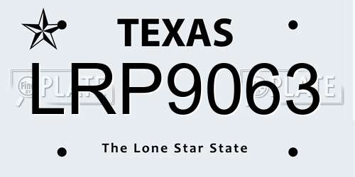LRP9063 Texas License Plate