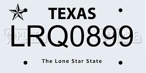 LRQ0899 Texas License Plate