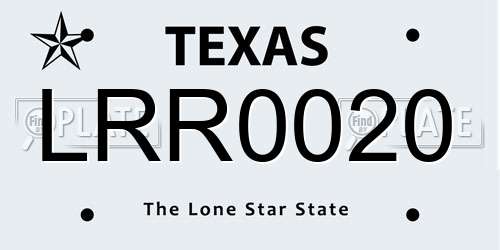 LRR0020 Texas License Plate