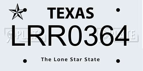 LRR0364 Texas License Plate