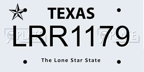 LRR1179 Texas License Plate