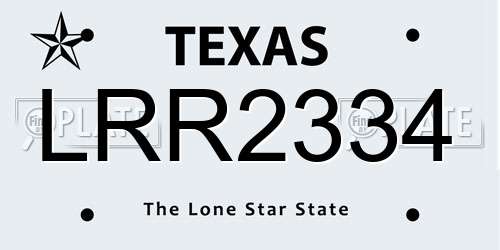 LRR2334 Texas License Plate