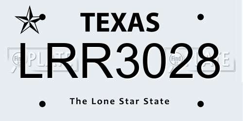 LRR3028 Texas License Plate