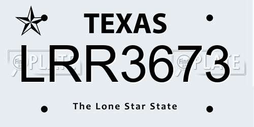 LRR3673 Texas License Plate