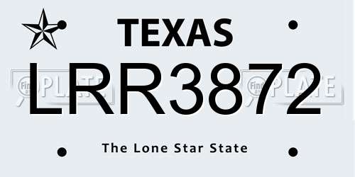 LRR3872 Texas License Plate