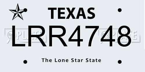 LRR4748 Texas License Plate