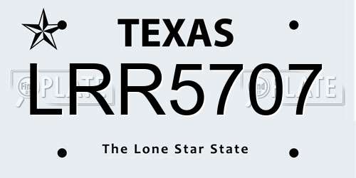 LRR5707 Texas License Plate