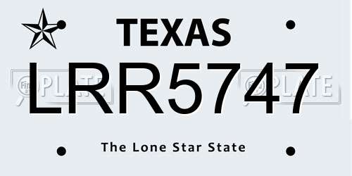 LRR5747 Texas License Plate
