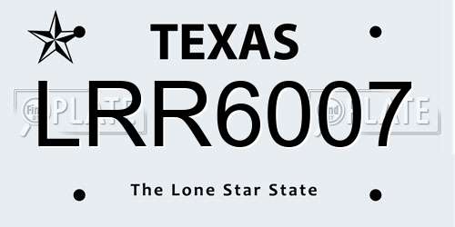 LRR6007 Texas License Plate