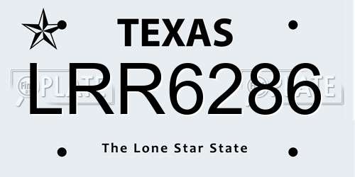 LRR6286 Texas License Plate