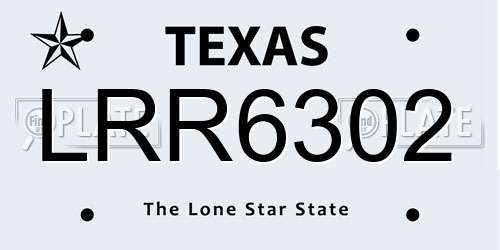 LRR6302 Texas License Plate