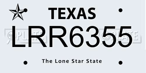 LRR6355 Texas License Plate