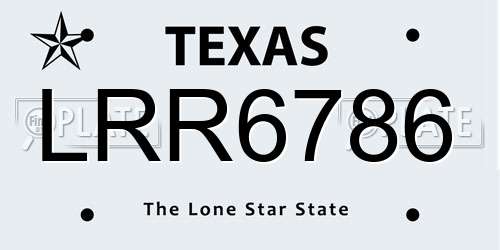 LRR6786 Texas License Plate