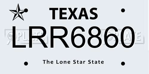 LRR6860 Texas License Plate