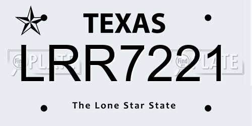 LRR7221 Texas License Plate