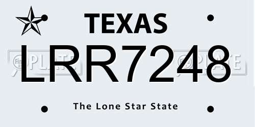LRR7248 Texas License Plate