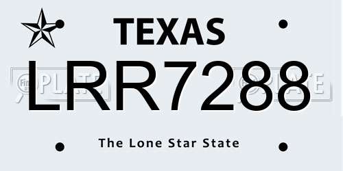 LRR7288 Texas License Plate