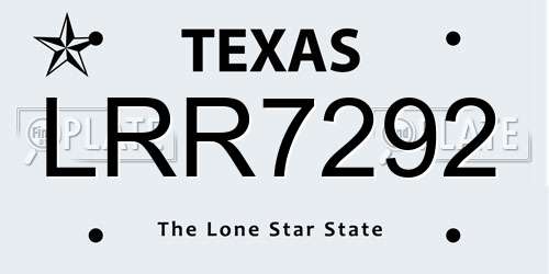 LRR7292 Texas License Plate