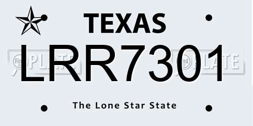 LRR7301 Texas License Plate