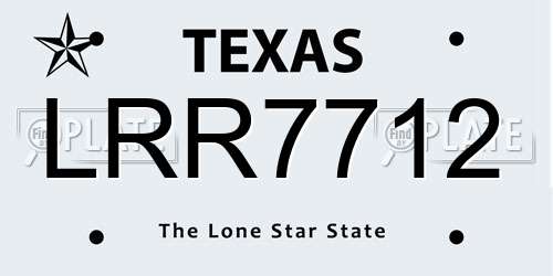 LRR7712 Texas License Plate