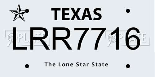 LRR7716 Texas License Plate
