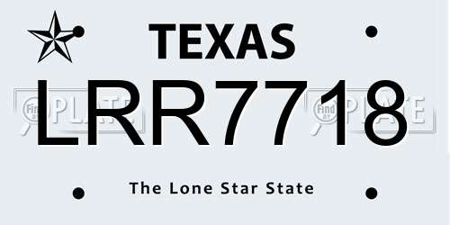 LRR7718 Texas License Plate