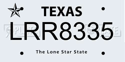 LRR8335 Texas License Plate