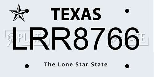 LRR8766 Texas License Plate