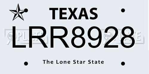LRR8928 Texas License Plate
