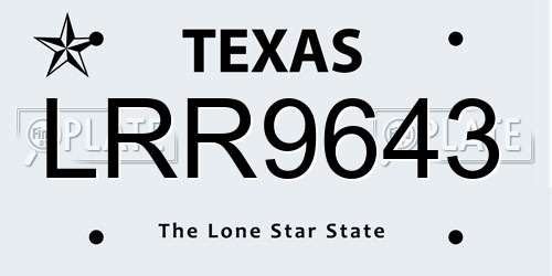 LRR9643 Texas License Plate