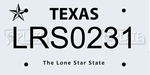 LRS0231 Texas License Plate