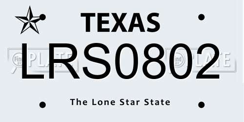 LRS0802 Texas License Plate