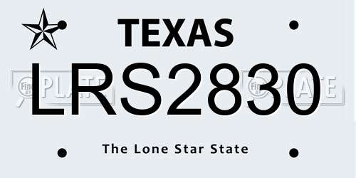 LRS2830 Texas License Plate