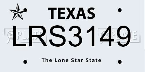 LRS3149 Texas License Plate