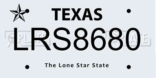 LRS8680 Texas License Plate