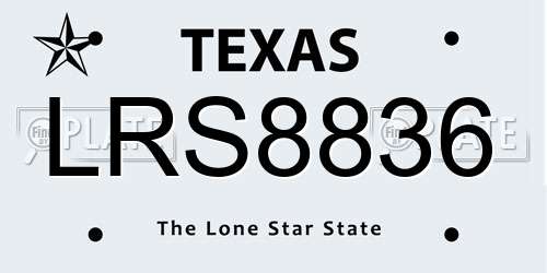LRS8836 Texas License Plate