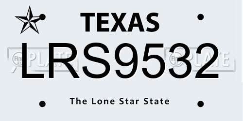 LRS9532 Texas License Plate