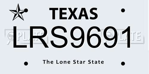 LRS9691 Texas License Plate