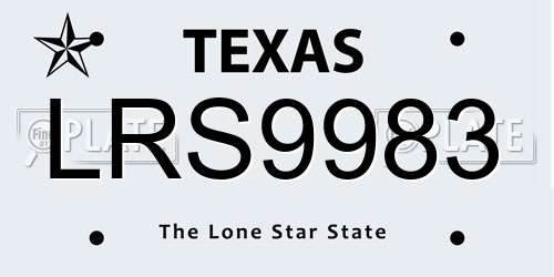 LRS9983 Texas License Plate