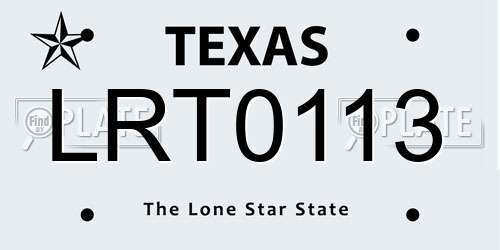 LRT0113 Texas License Plate