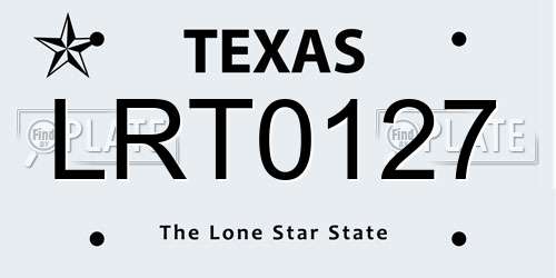LRT0127 Texas License Plate