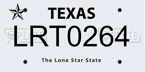 LRT0264 Texas License Plate