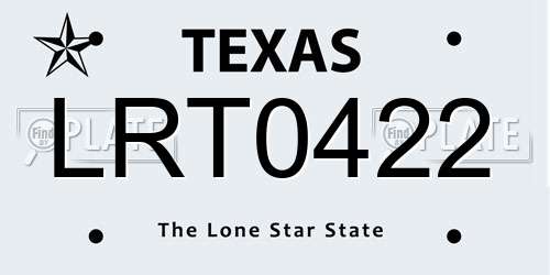 LRT0422 Texas License Plate